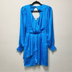 Heartloom‎ Ember Dress Electric Blue Animal Print Dress Size Small Long Sleeves